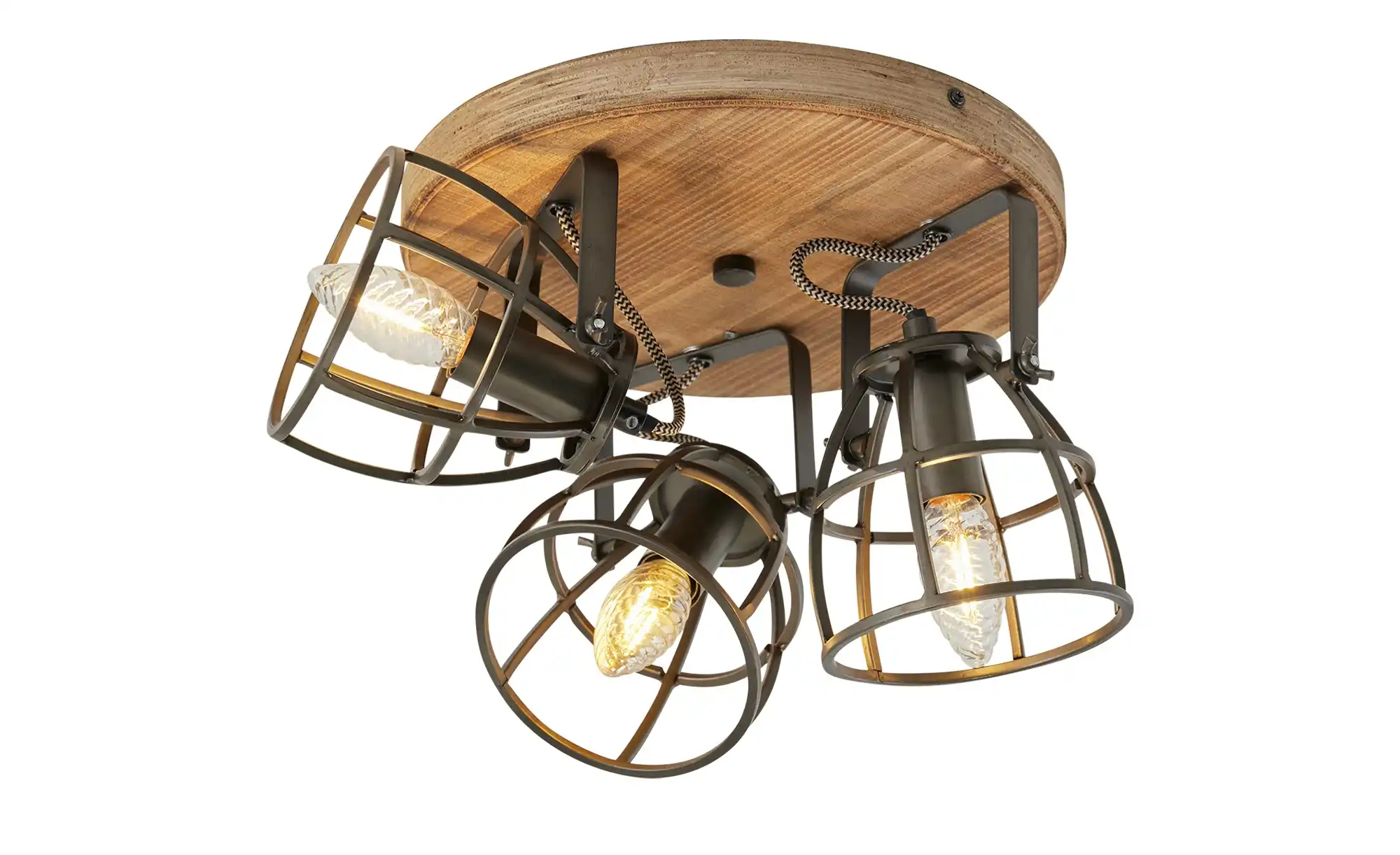 Deckenleuchte, 3-flammig, Holz/Metall