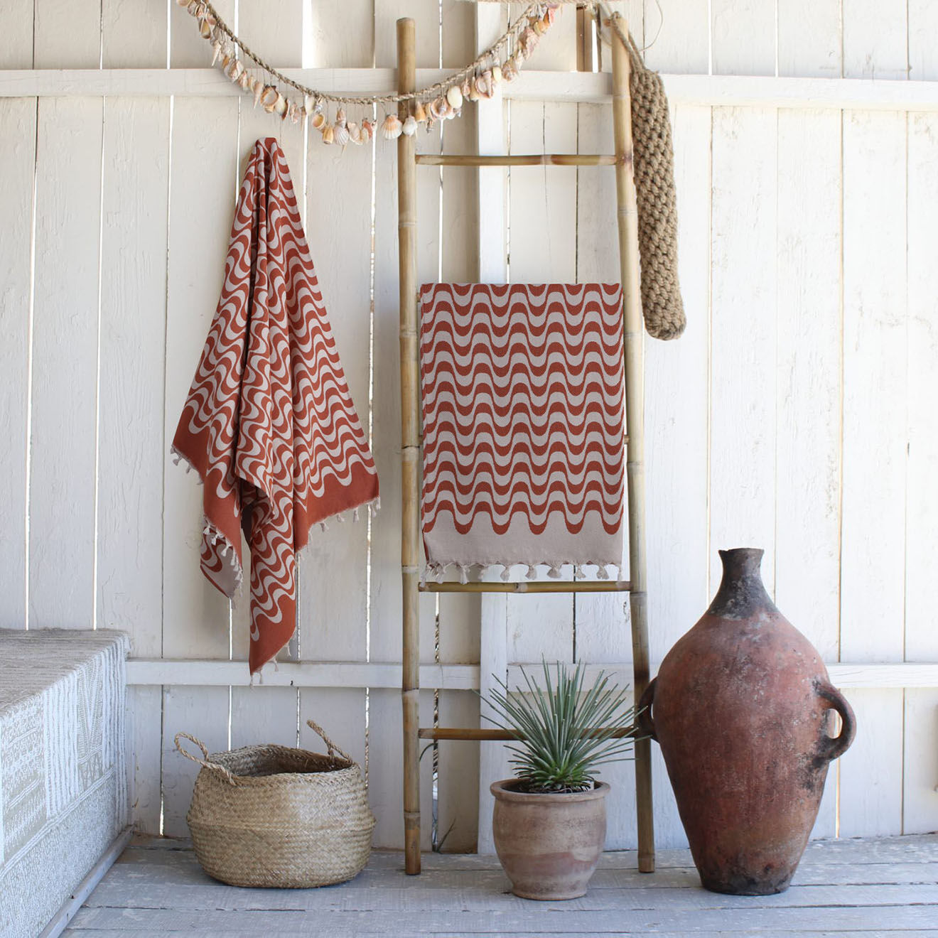 Febronie Fouta reversible Cabana rouge - 100x200 cm