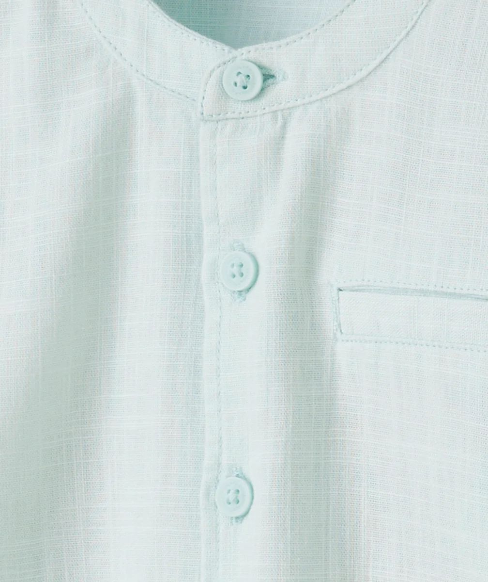 CHEMISE COL MAO BÉBÉ GARÇON VERT MENTHE