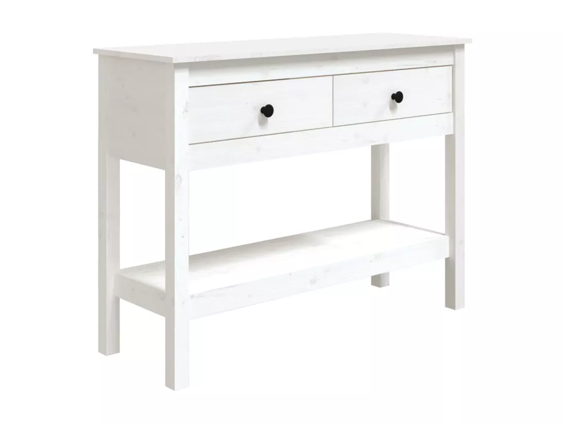 Table console Blanc 100x35x75 cm Bois massif de pin
