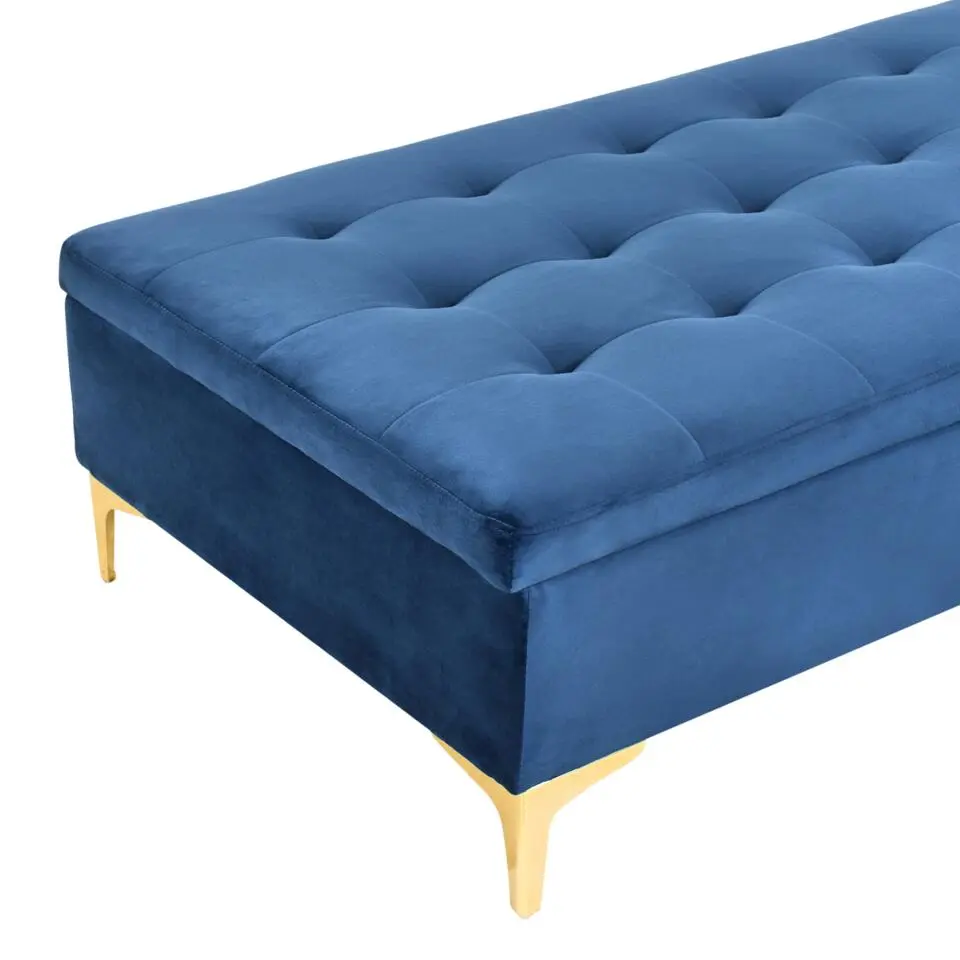 ABERDEEN - Ottomaan met opbergruimte - Marineblauw - Fluweel