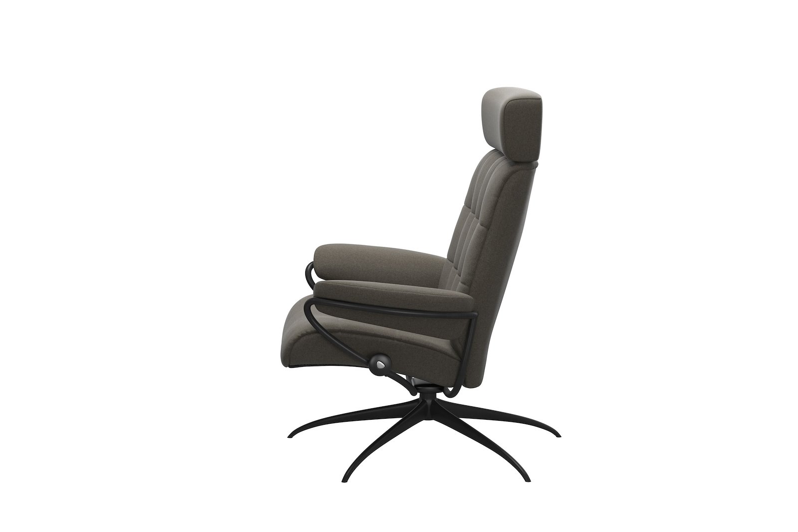 London lenestol Med regulerbar nakkestøtte. I tekstil Tulip Green og med sort Star base. Medium