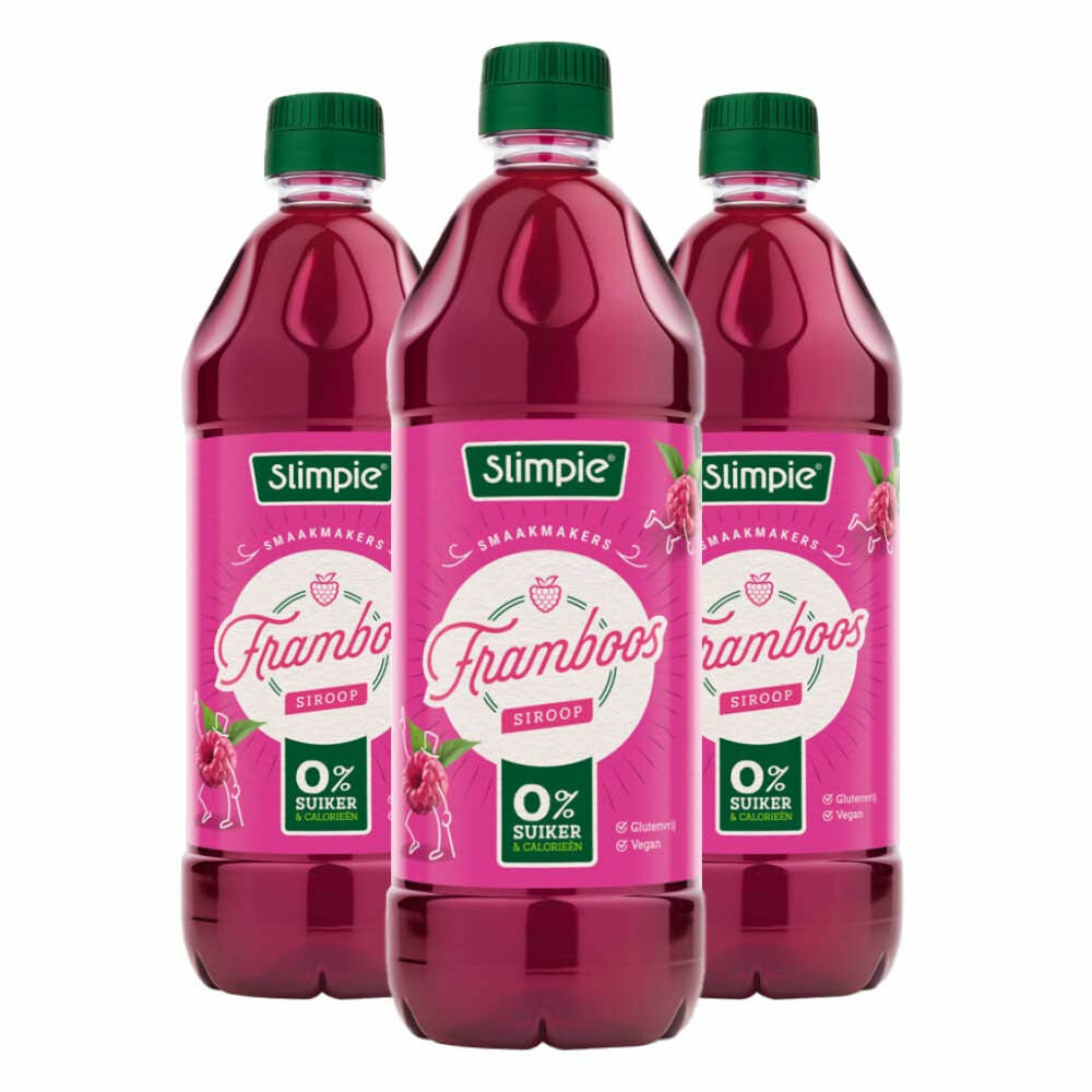 3x Slimpie Siroop Framboos650 ml