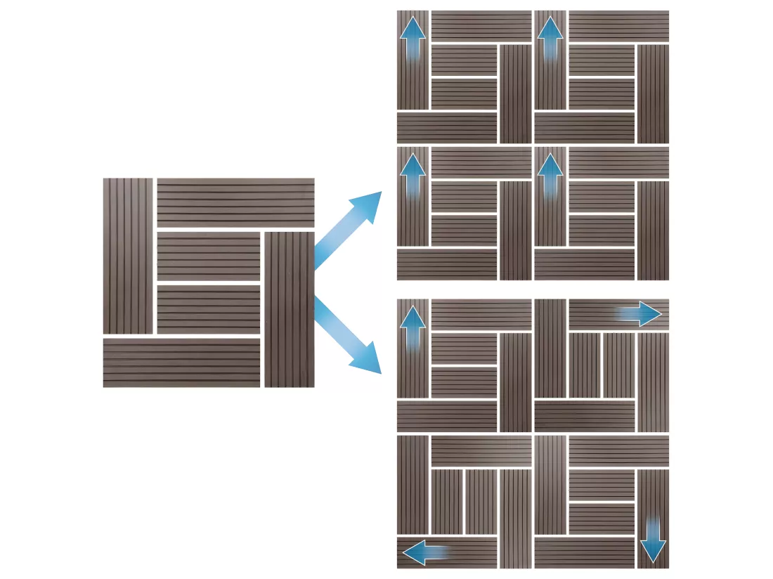 ECD Germany WPC Carreaux de Terrasse 30x30 cm - 22 Pièces par 2m² - avec Aspect Mosaïque - Marron