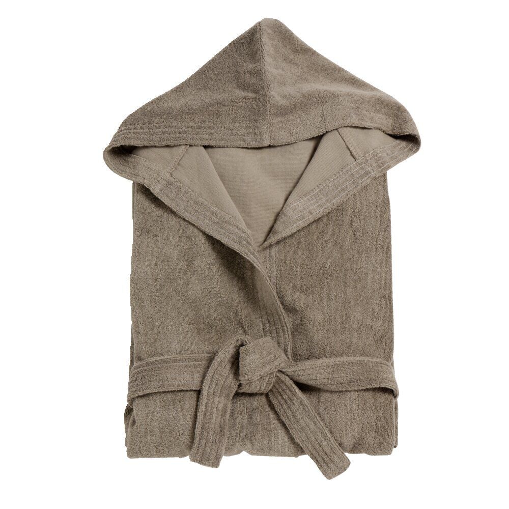 Peignoir avec capuche en coton L120cm - 2 modèles marron ou blanc