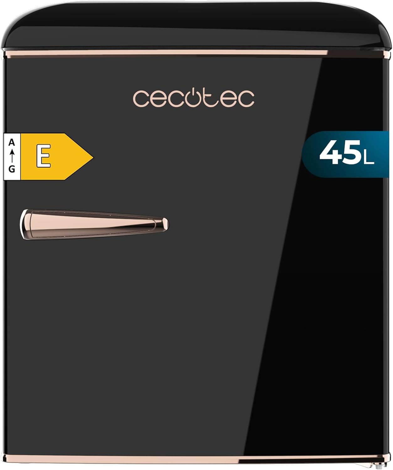 Cecotec Mini Frigo Bolero CoolMarket TT Origin 45 Rouge. Réfrigérateur de Table Rétro 45L, 55 cm de Haut, 44,7 cm de Large, Classe Énergétique E, Bac à Glaçons et Poignée Chromée, Rouge
