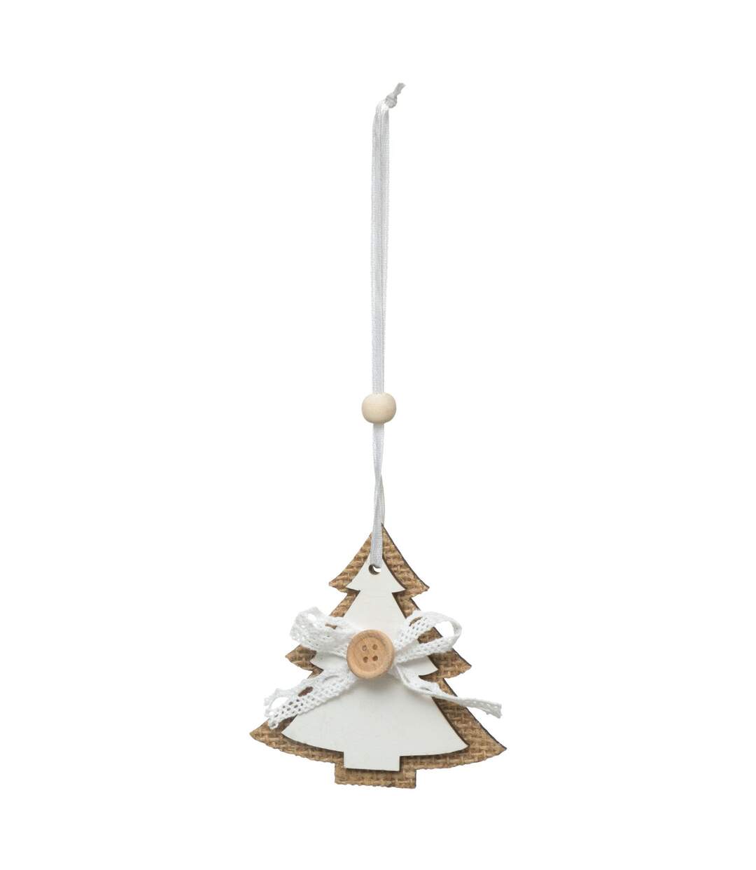 3 Décorations sapin de Noël en bois Jeanne - Blanc