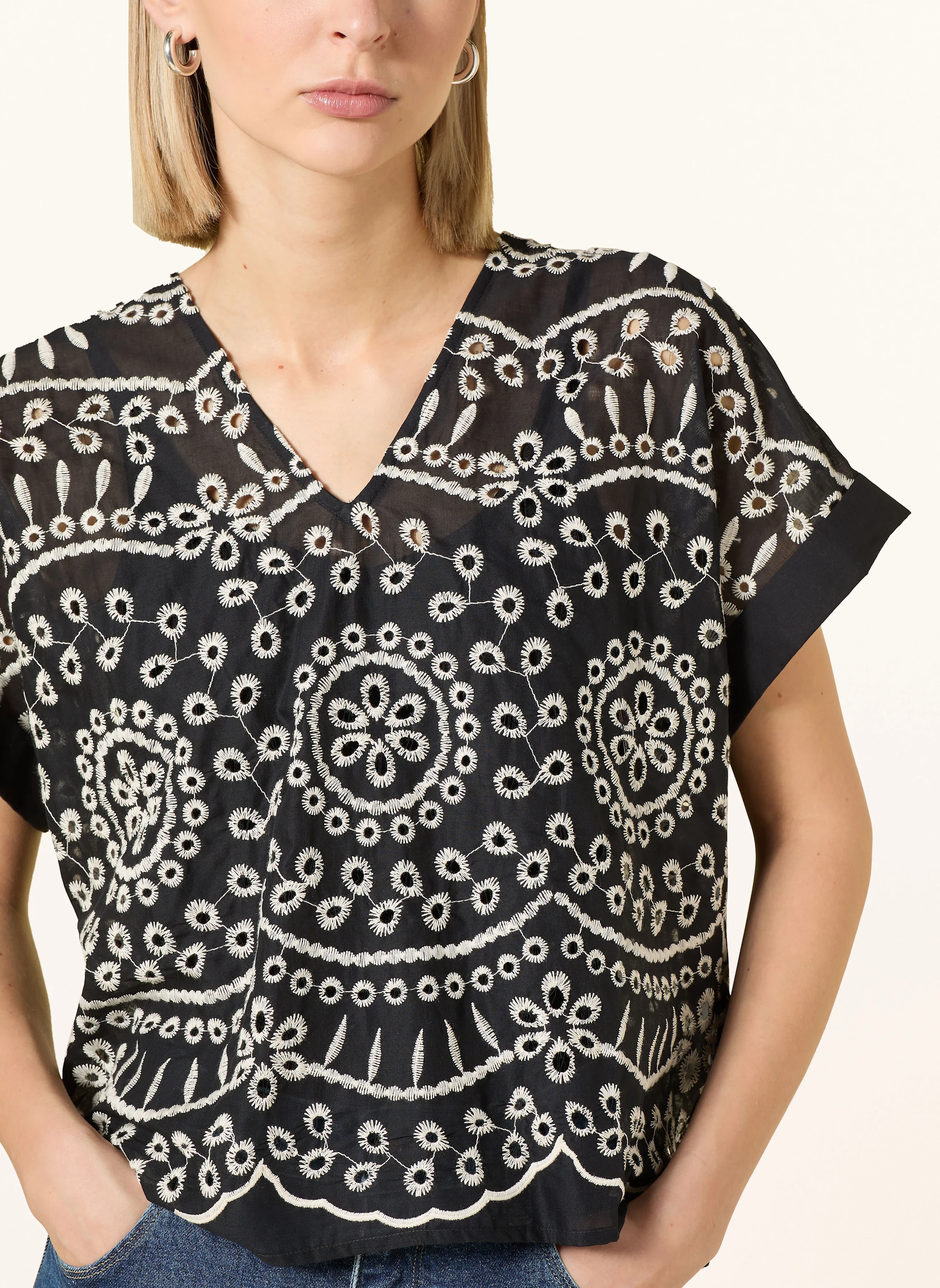 LANIUS Blusenshirt aus Lochspitze