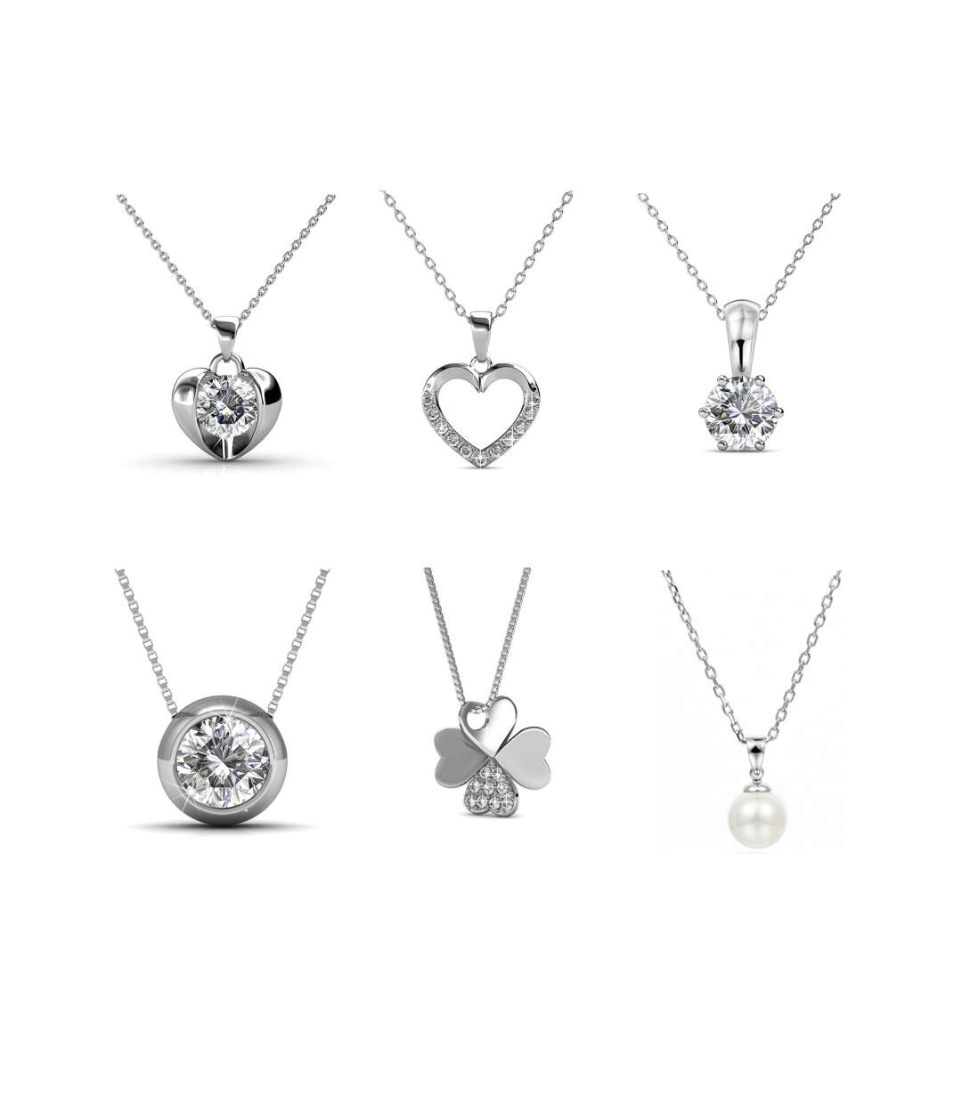 Calendrier de l'avent Coffret cœur - 14 bijoux - Finition argenté -  Argenté et Cristal ou blanc