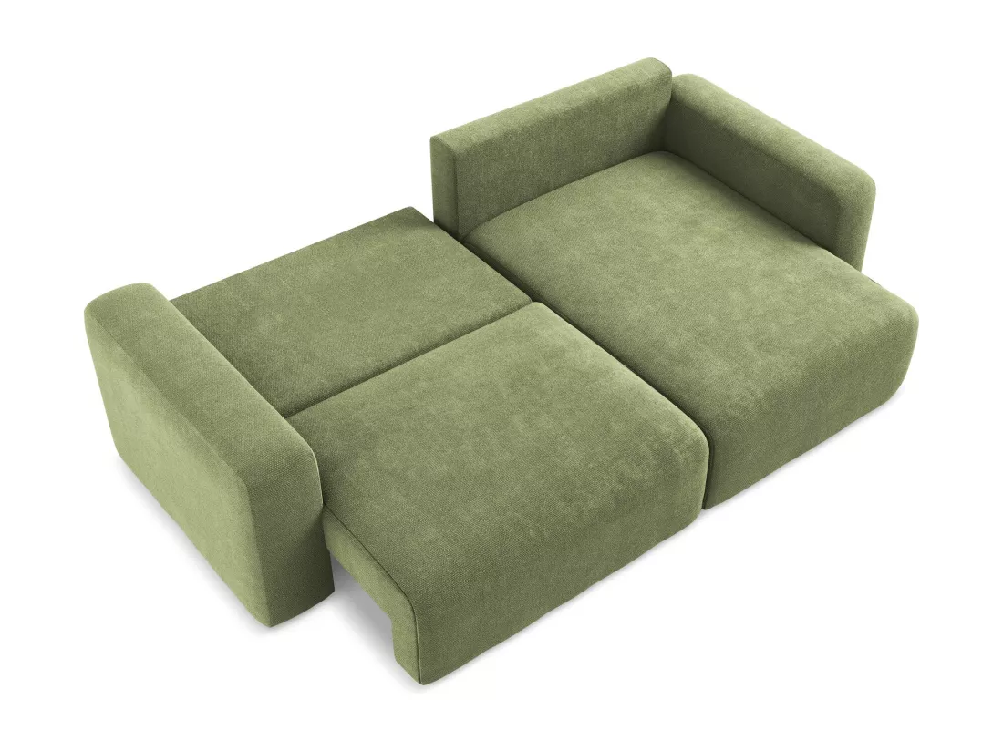 Canapé d’angle 3 places droit convertible en Chenille - vert - KONA