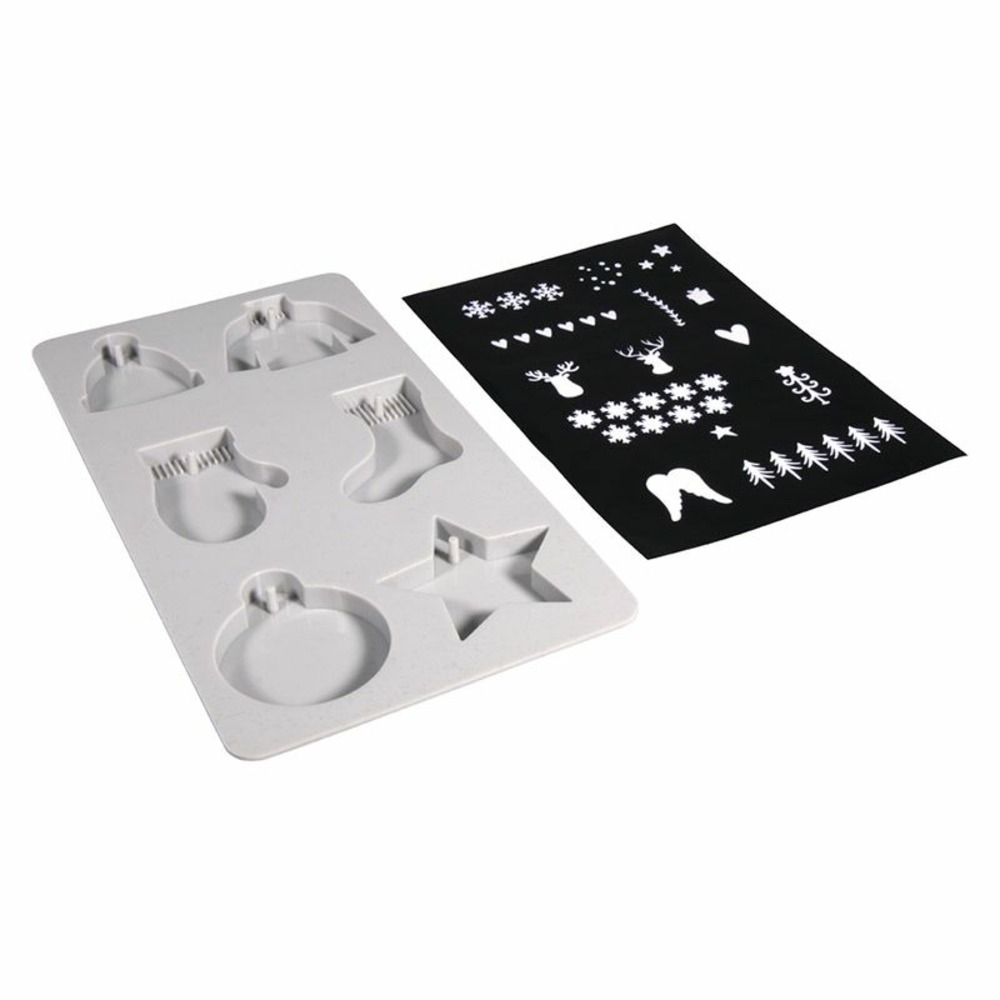 Moule en silicone 6 formes de noël + pochoir a5