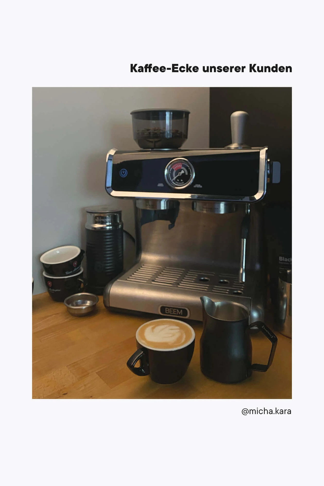 BEEM Siebträgermaschine Grind Profession Edelstahl/Schwarz mit Mahlwerk