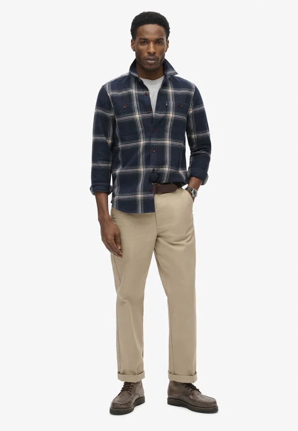 Superdry VINTAGE CHECK OVERSHIRT Boseman check navy