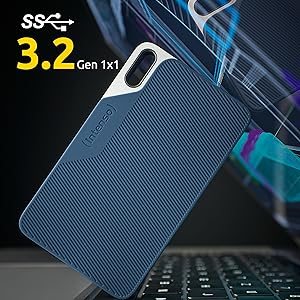 250GB TX100 Externe SSD Portable Festplatte USB Typ-C 3.2 Gen 1x1 500 Mbit/s (3826440) - Blau