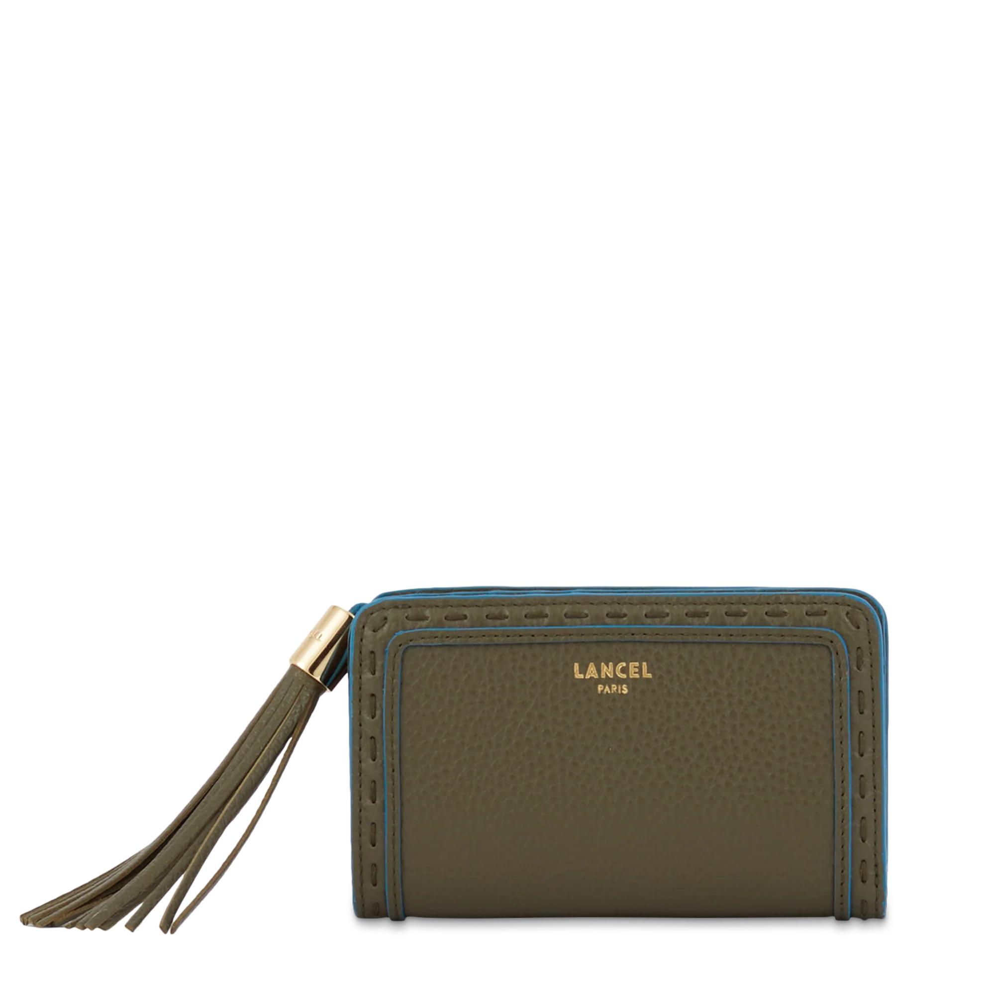 Portefeuille rectangulaire compact zippé Premier Flirt de Lancel-Kaki fonce