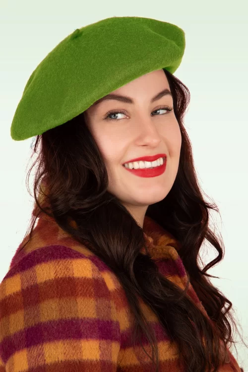 Banned Retro Claire baret in grasgroen