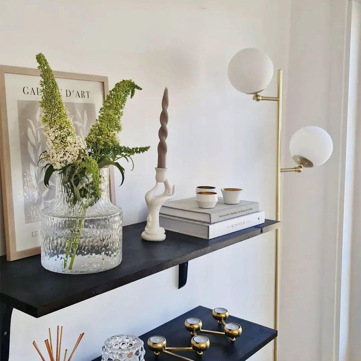 Art Deco vloerlamp goud met mat glas 2-lichts - Pallon