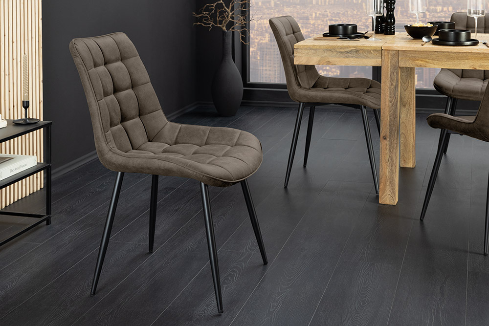 Design Stuhl ROADSTAR taupe schwarze Metallbeine