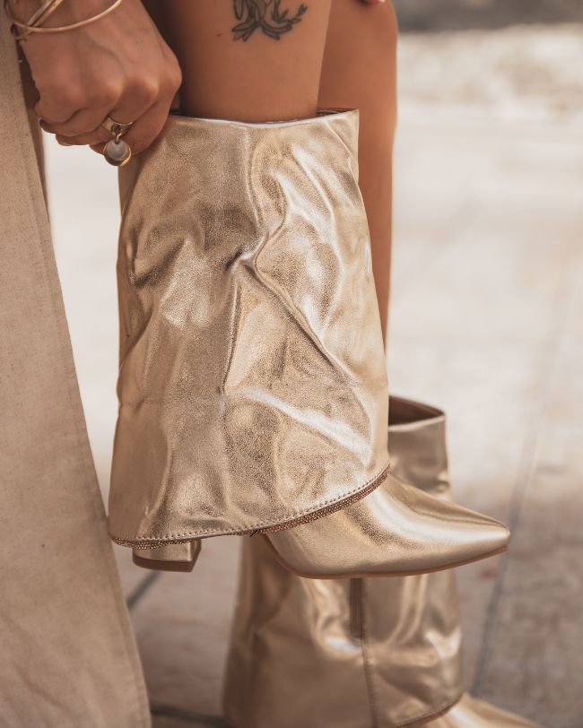 Bottines femme dorées talon - Aelis
