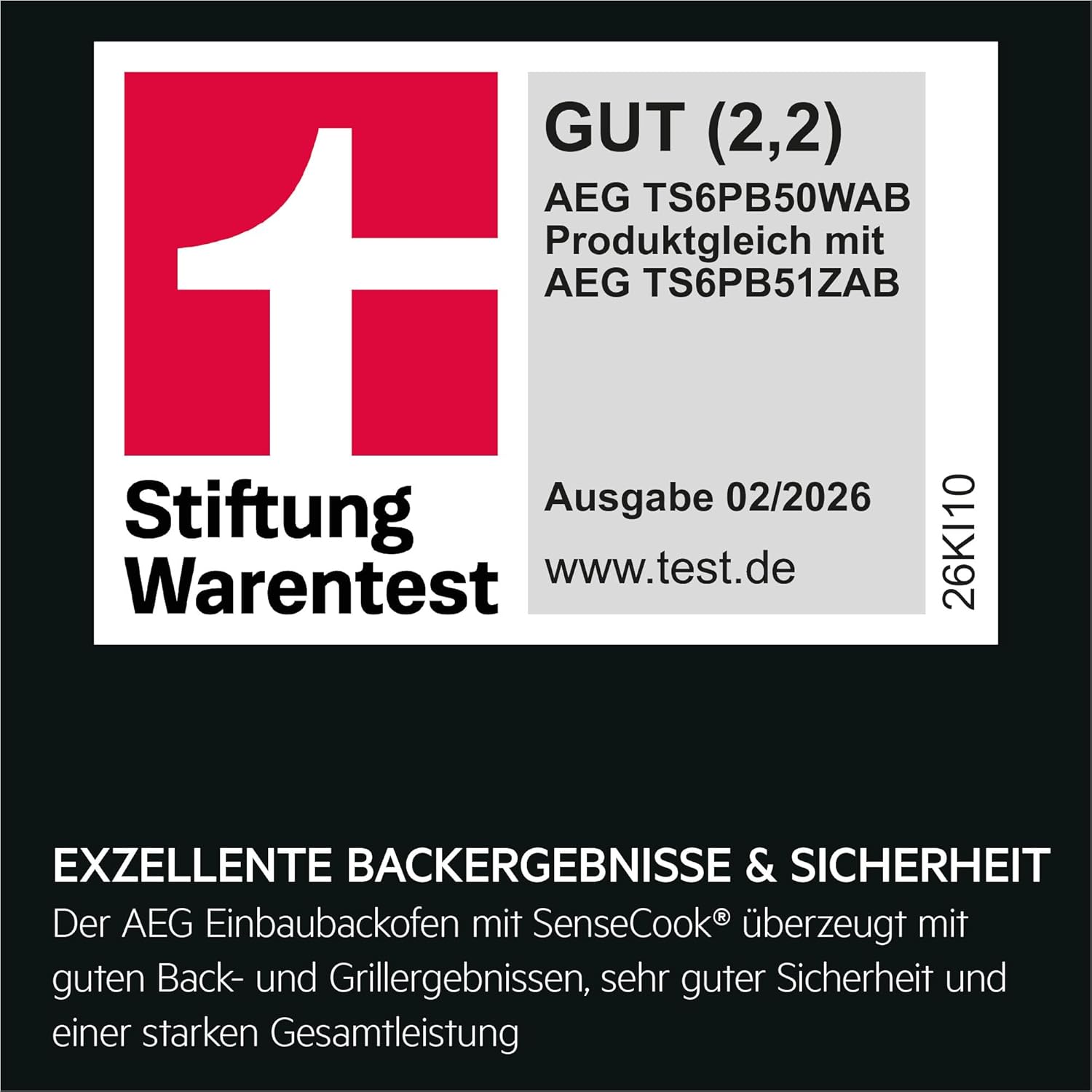 AEG Wifi Einbaubackofen, Serie 6 LED-Touchdisplay, Made in Germany, Pyrolyse Selbstreinigung, Kerntemperatursensor: Für Punktgenaues Garen, AirFry, 45 Automatikprogramme, Schwarz, TS6PB50WAB