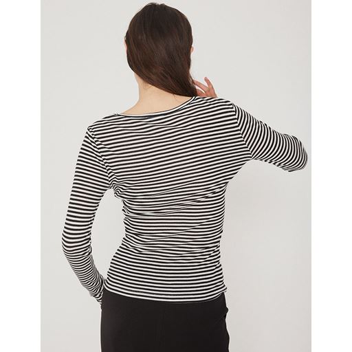 mbyM Lilita Gogreen Langærmet T-shirt, Black Sugar Stripe, S