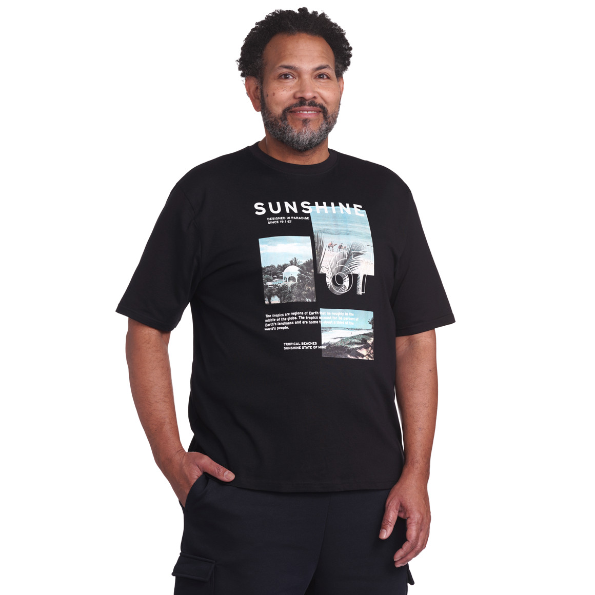 VanVaan Herren-T-Shirt mit großem Print schwarz