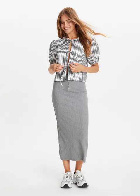 Blouse met strik details grijs (GRS)