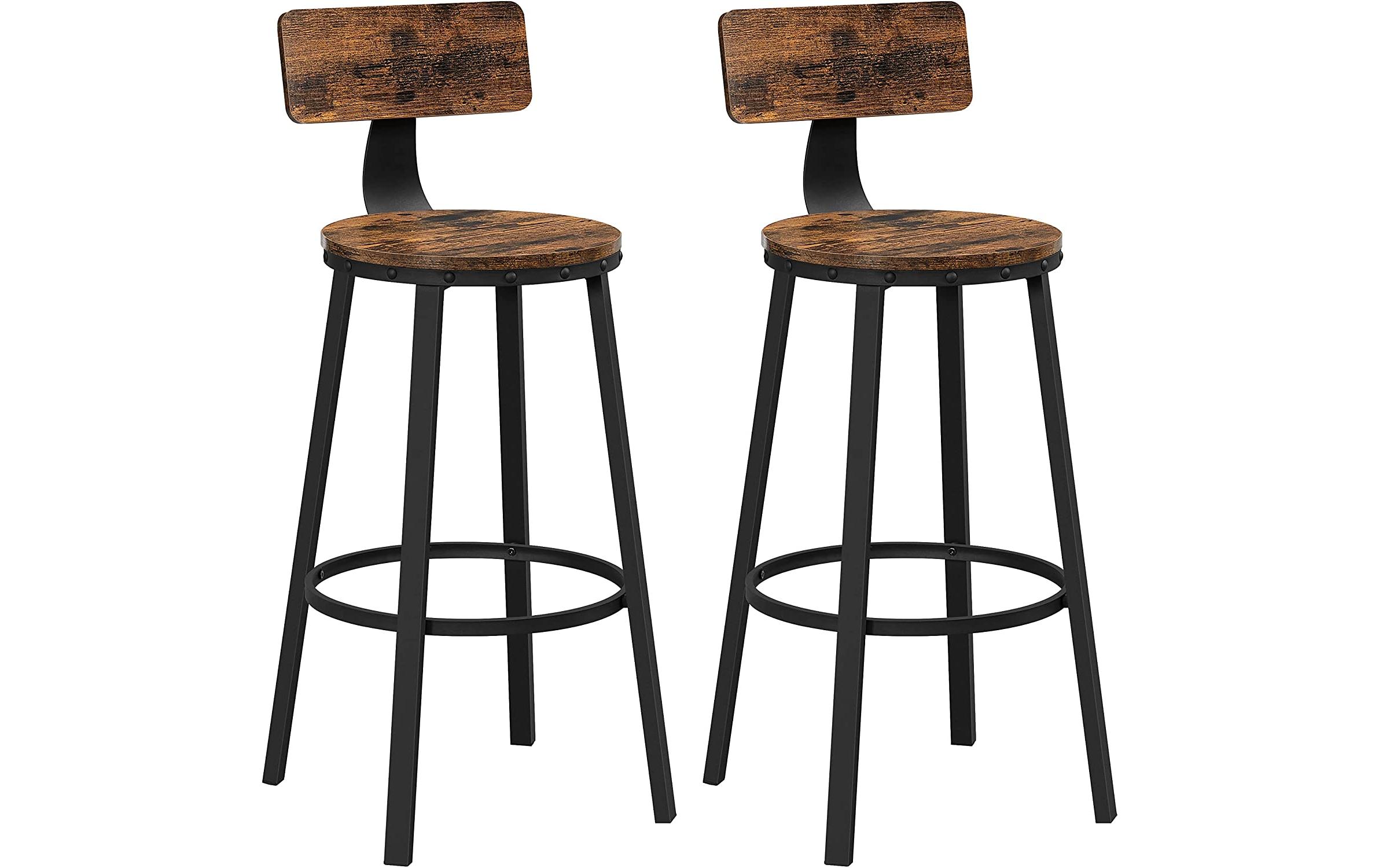 Barhocker 2er Set 54 x 99 cm, Braun/Schwarz<br>Stabile Barstühle