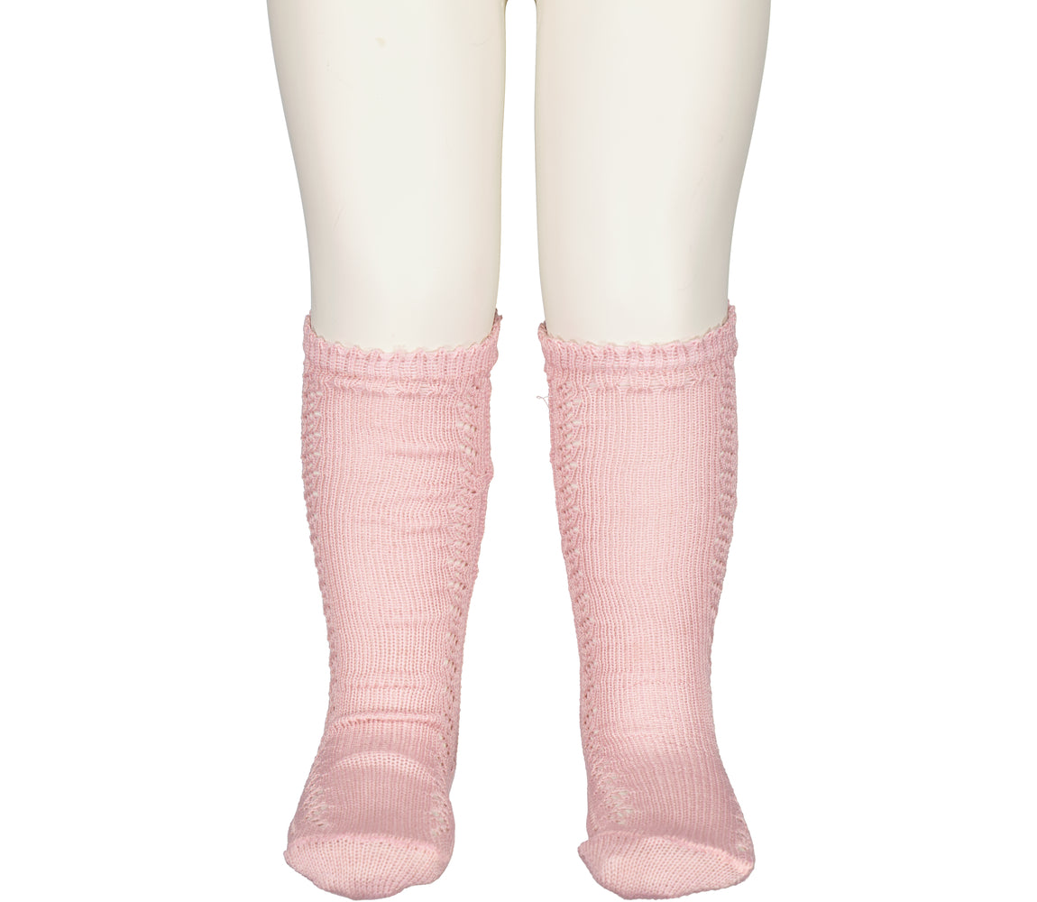 Knee Socks Pointelle, Strømper - Faded Rose
