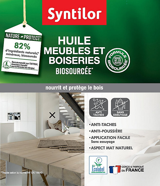 Huile meuble Nature Protect Syntilor biosourcée incolore 0,5L