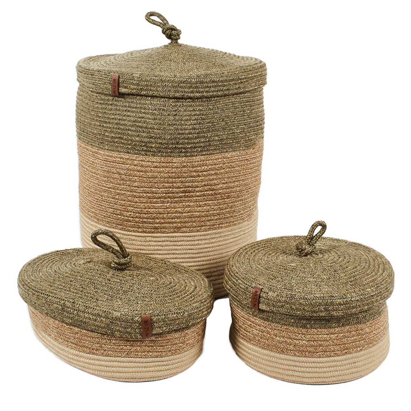 Nazar Rugs Panier CALI 4301 fait main vert - 25x15 cm