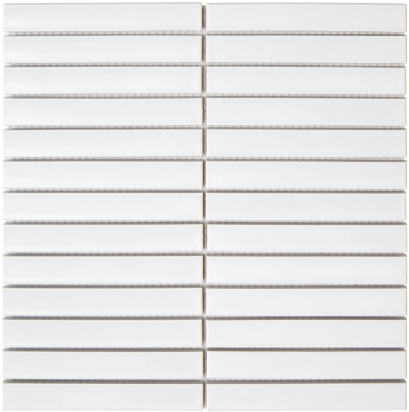 The Mosaic Factory Sevilla smalle vinger 2cm mozaïek tegels 30x30 mat wit