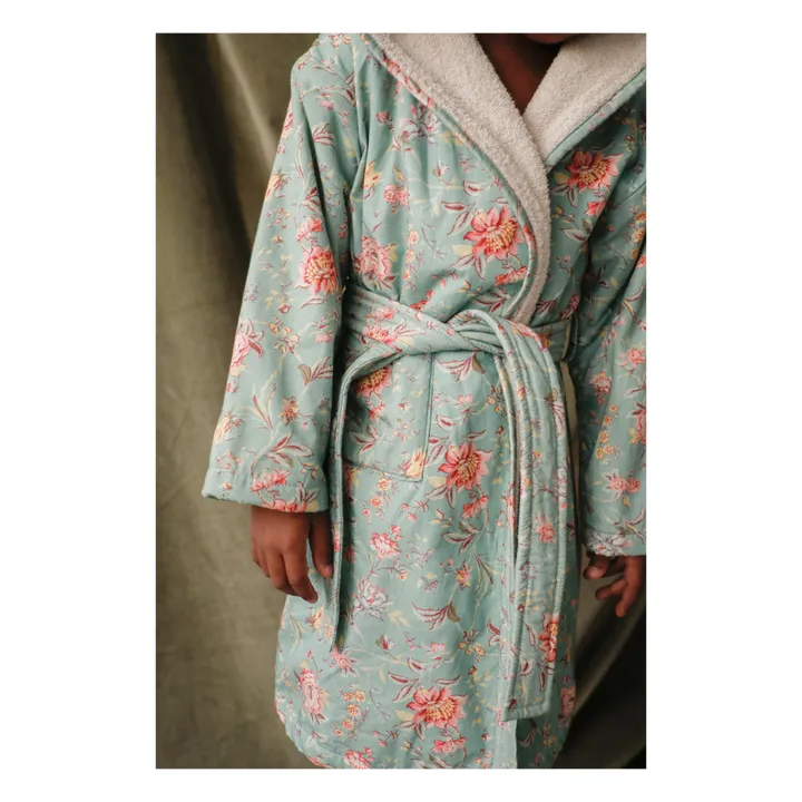 Louise Misha Peignoir Leilou en coton bio | Bleu turquoise