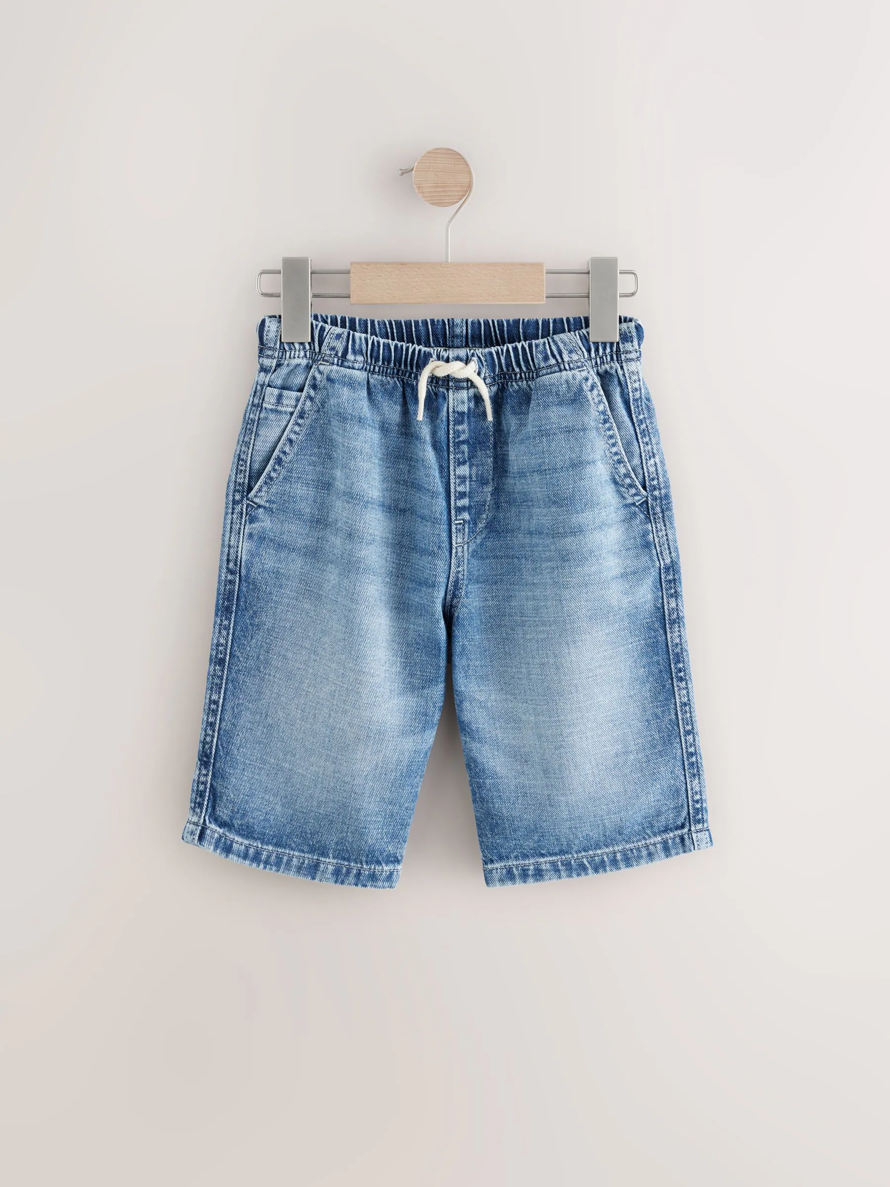 Normaal blauw - Bermuda denim shorts met elastische taille (3 - 16 jr)