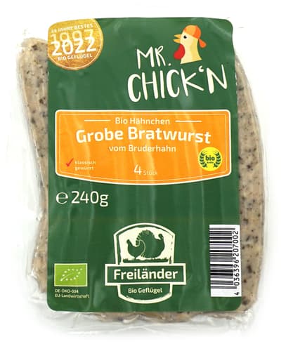 Freiländer BIO Bruderhahn Bratwurst grob