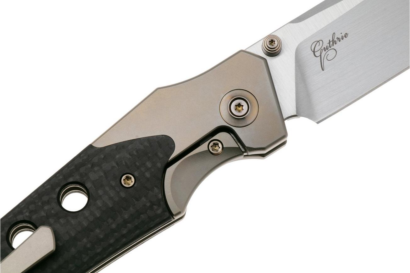 WE Knife Guthrie WE23072B-2 Satin Champagne Titanium, Twill Carbon Inlay, zakmes, Jason Guthrie Design