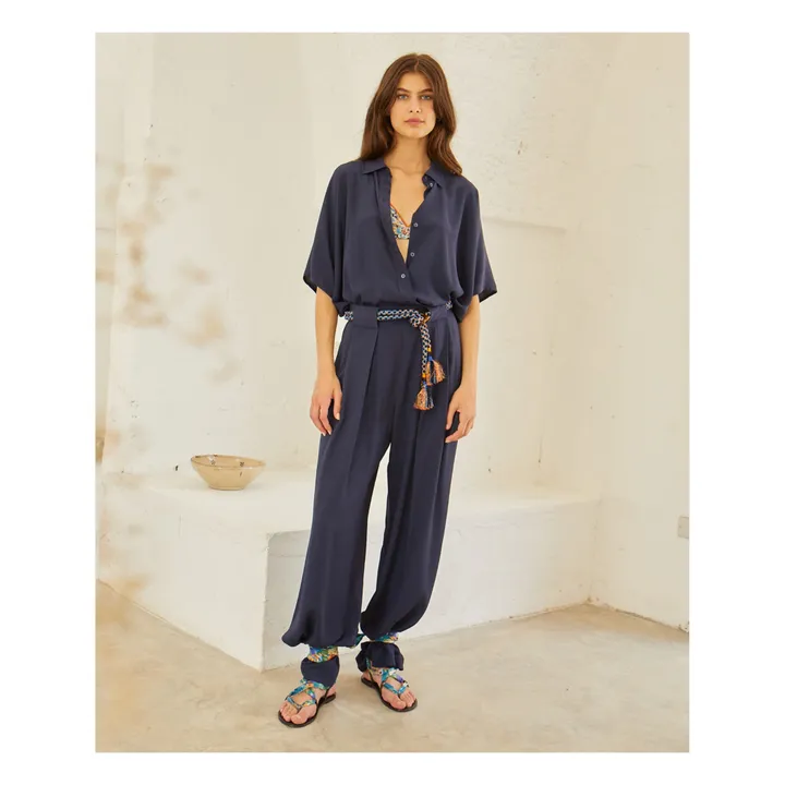 Momoni Pantalon Aspen Soie | Bleu nuit