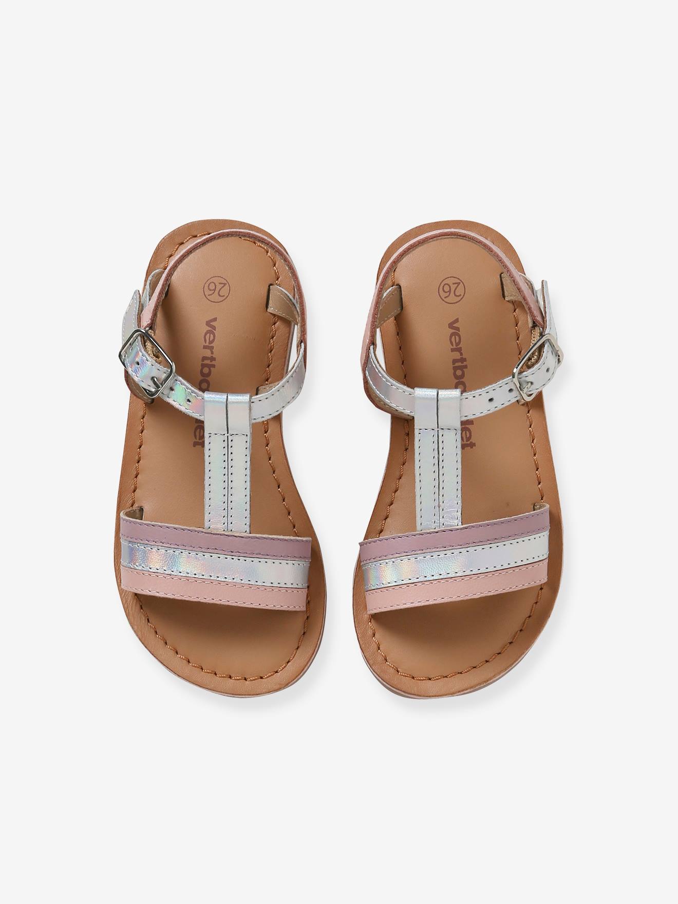sandálias de couro prateadas para meninas