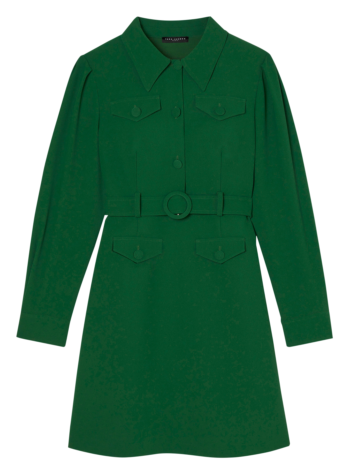 ROYA - Robe courte fluide ceinturée | Vert