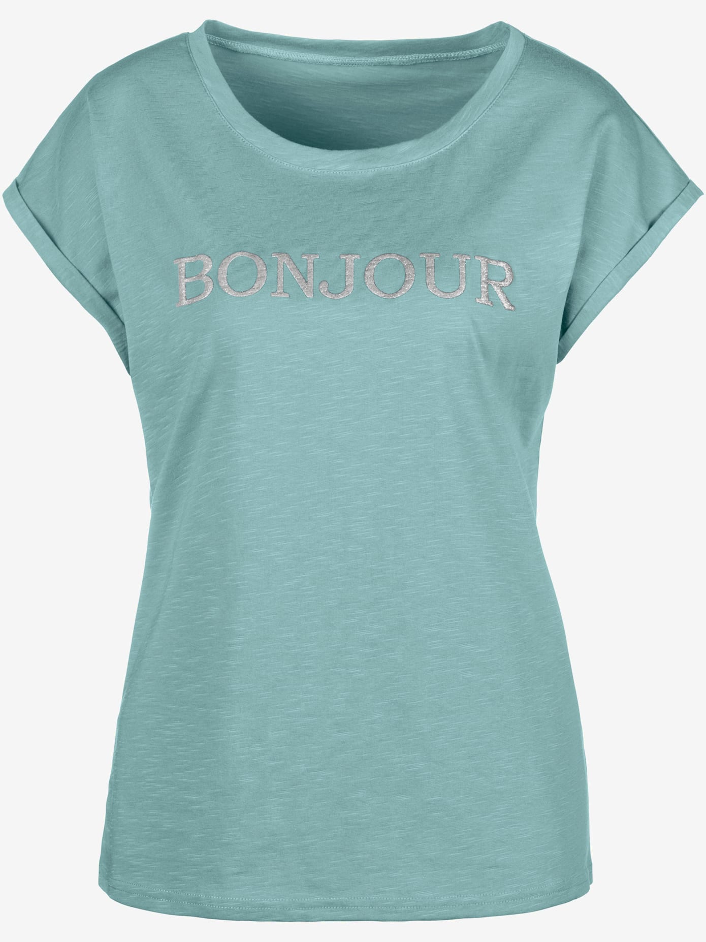 T-shirt imprimé «bonjour » tendance devant