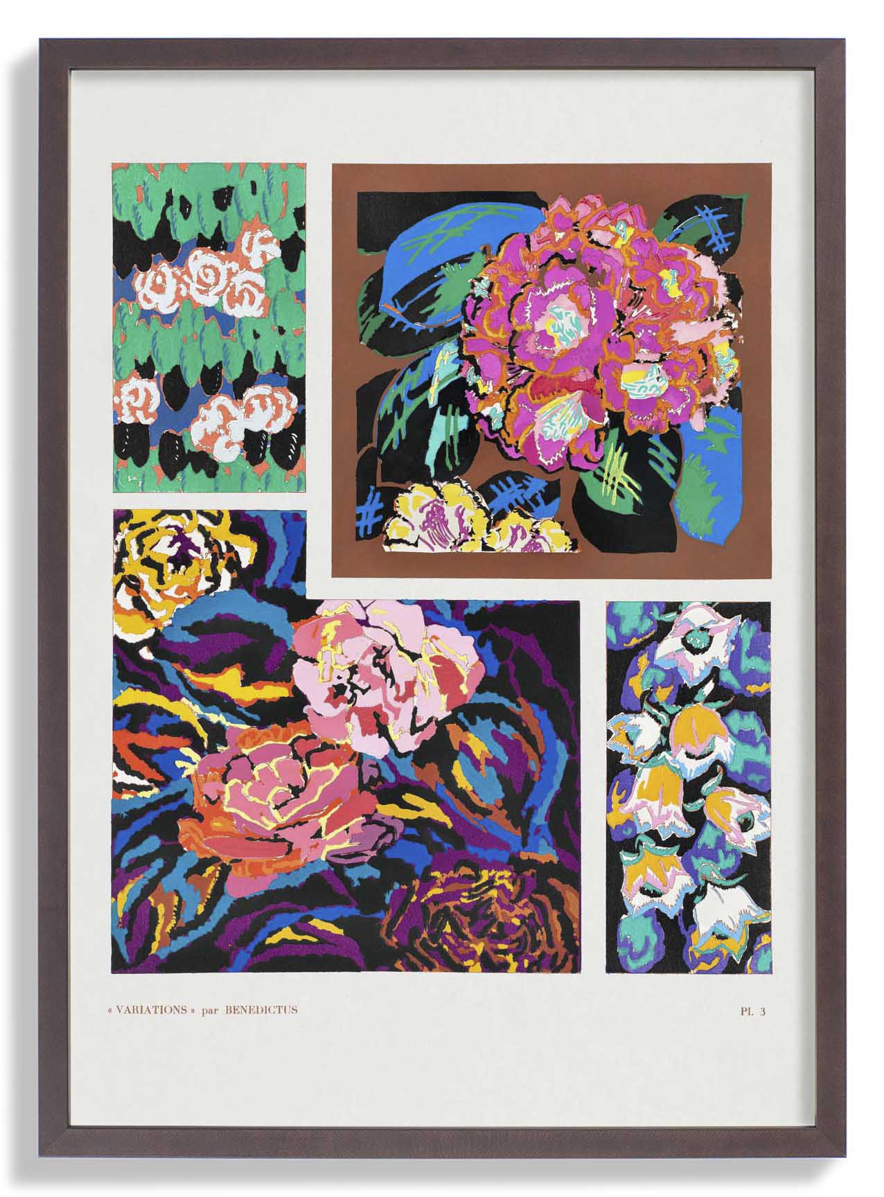 Blümchen Vintage Art-Déco-Muster, Variation 3 von Édouard Bénédictus