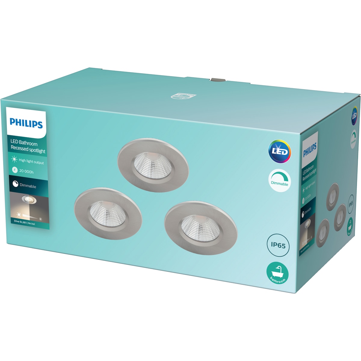 Philips Dive Ceiling spotlys 5,5W 3-pakning (sølv)