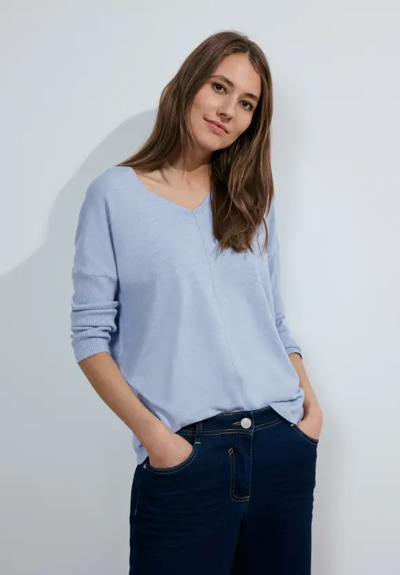3/4 Feinstrick Pullover - tranquil blue melange
