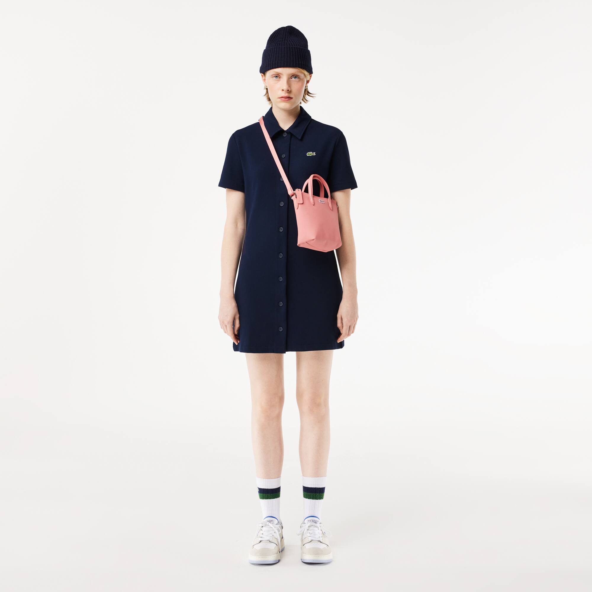 Robe polo boutonnée femme Lacoste en coton biologique Robes & Jupes - Bleu - Lacoste - Femme