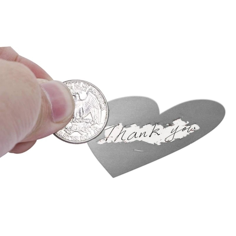 (1 Rolle à 300Stk.) 25mm Herz Aufkleber Heart DIY Rubbel Sticker Selbstklebende Scratch Etiketten - Silber