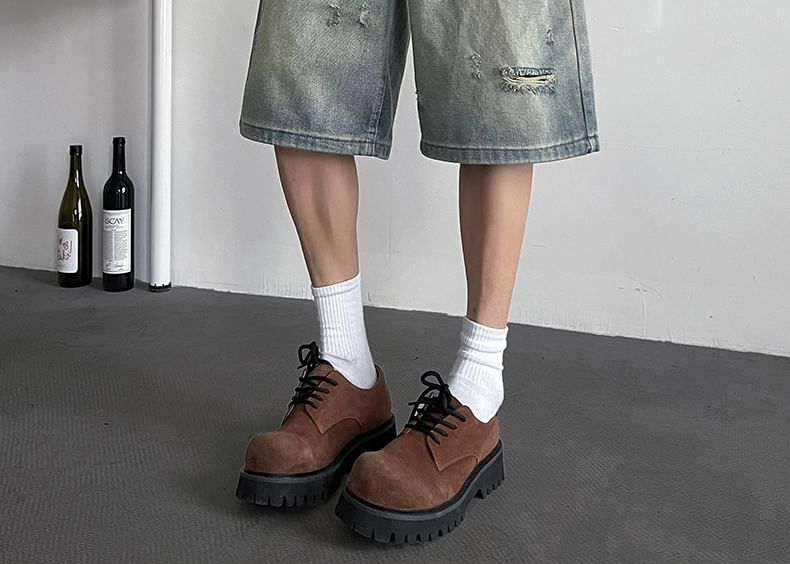 AXEN - Mid Rise Distressed Washed Capri Loose Fit Jorts