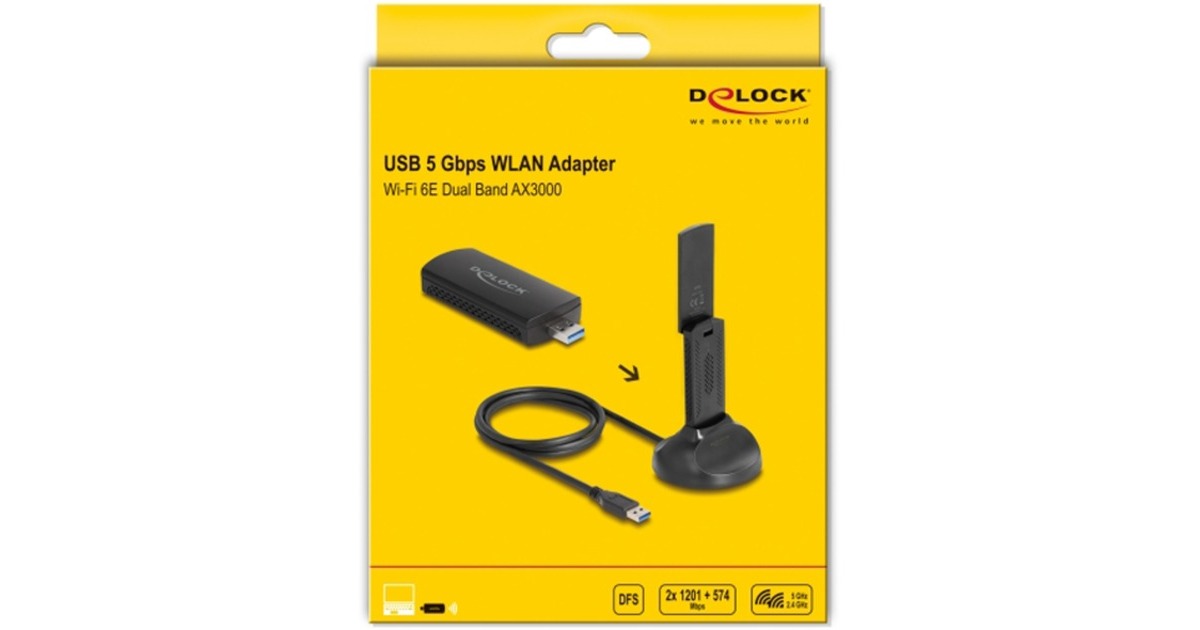DeLOCKWi-Fi 6E Dual Band WLAN USB Adapter AX3000 wlan adapter  (Zwart)