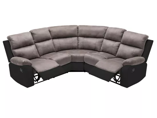 Canapé d'angle relax gris et noir en microfibre et simili TOLZANO