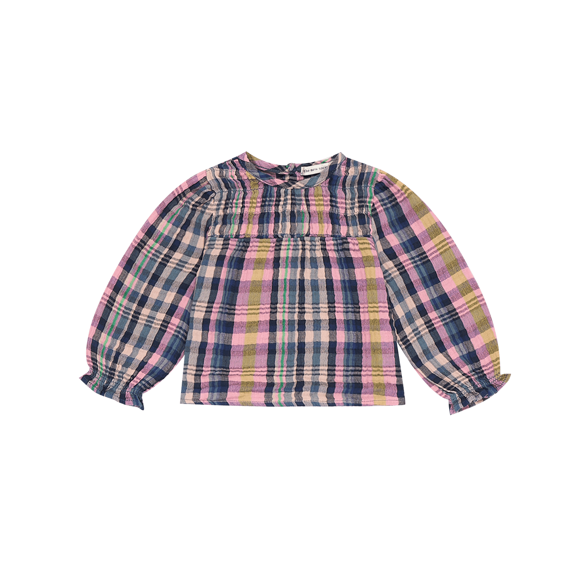 RICARDA - Blouse col rond à carreaux en coton | Multicolore