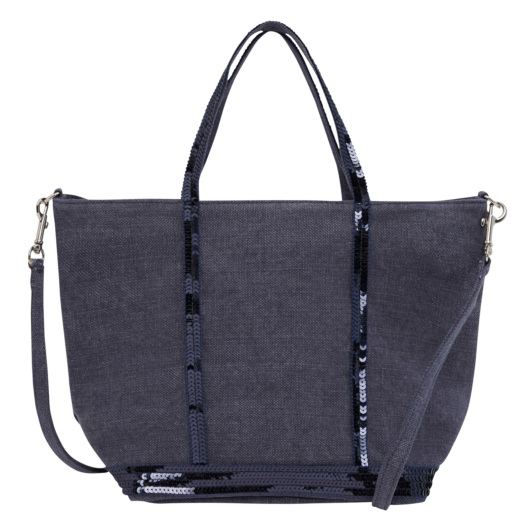 Sac cabas S à sequins en lin| Bleu